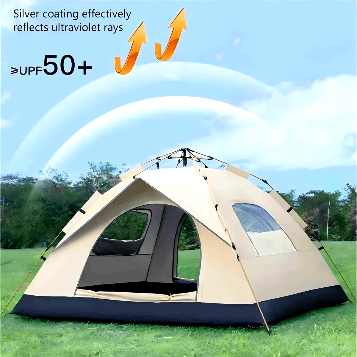 Outdoor Camping Automatic Quick Opening Tent - 자동 빠른 설치 은색 코팅 텐트,
