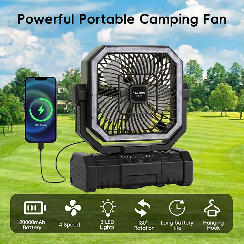 Outdoor Camping Gazebo - 20000mAh 캠핑 천장 선풍기, 충전식 배터리