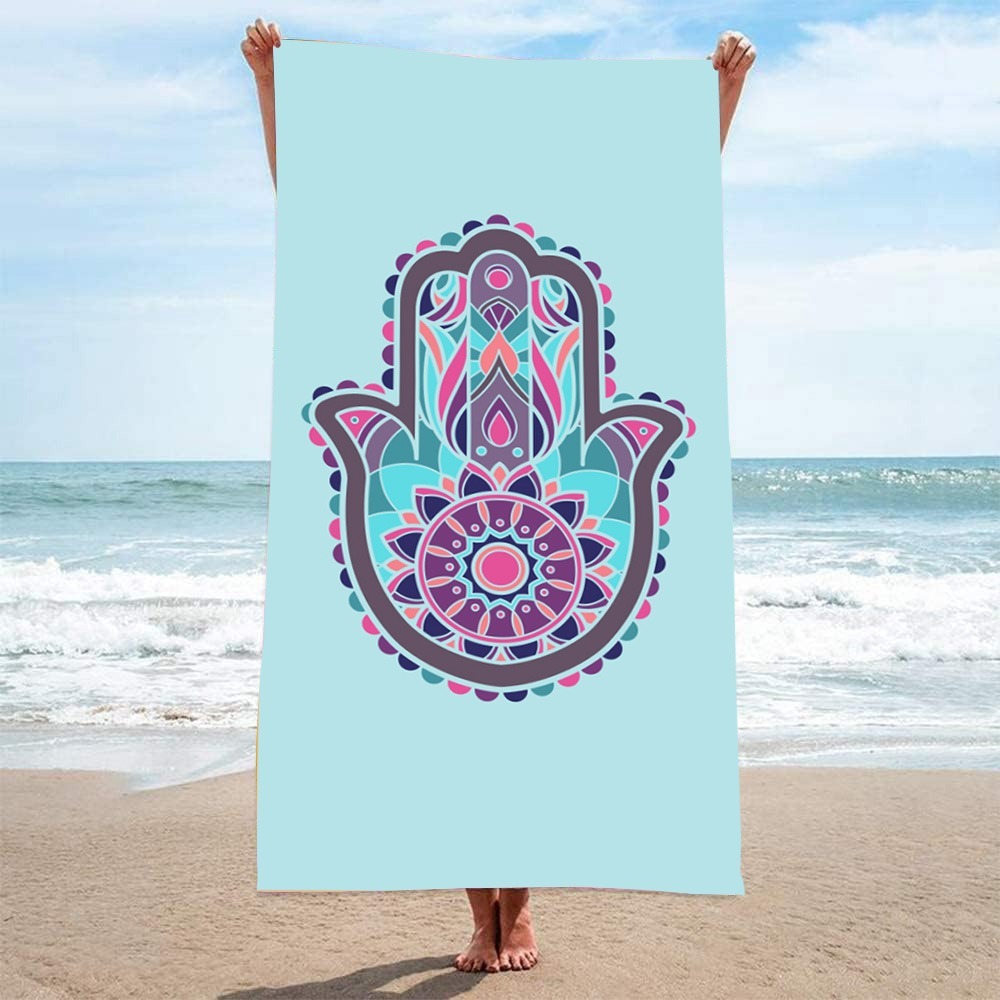 Outdoor Camping Blanket - HAMSA 패턴 비치 타월27x55in 장식 태피스트리