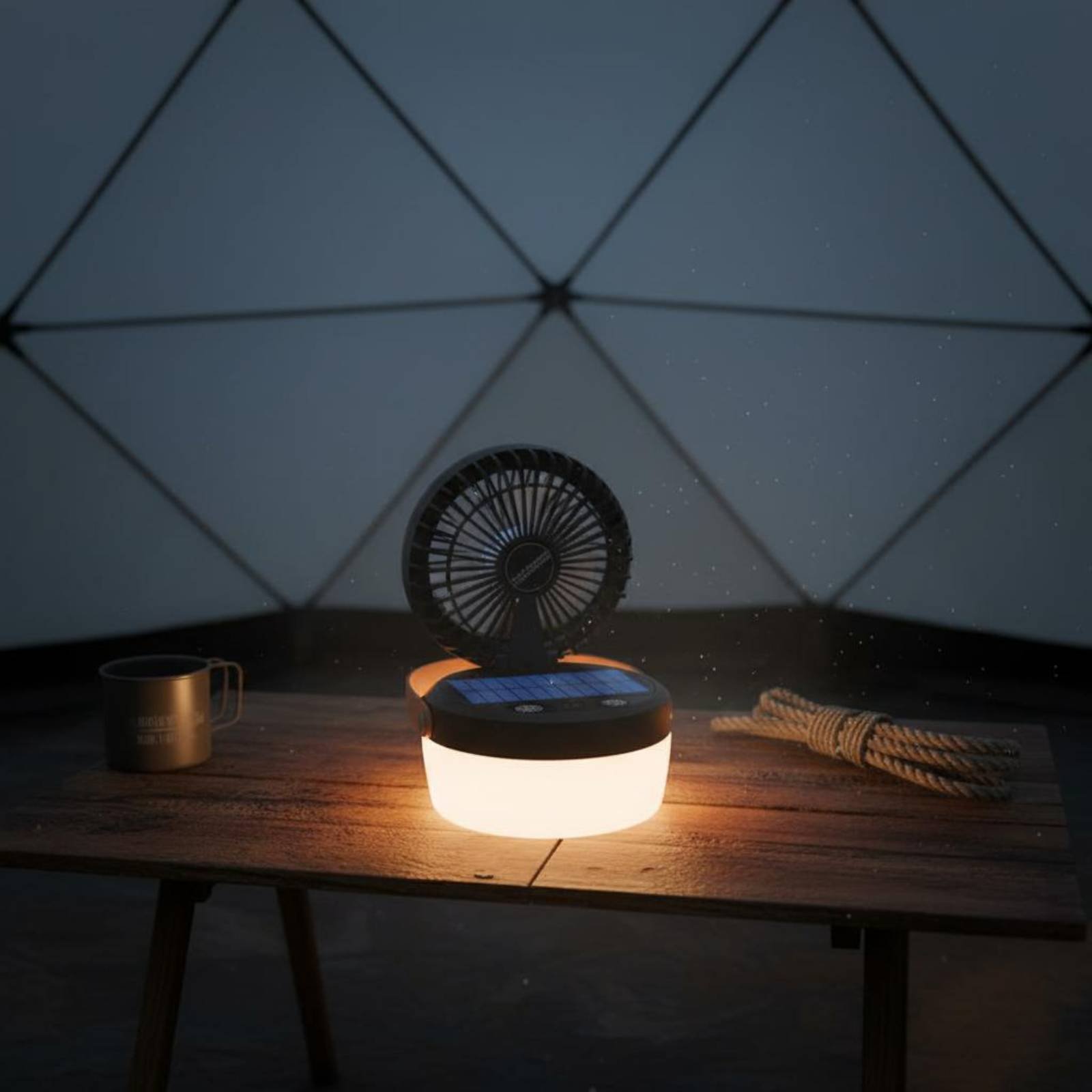 Outdoor Camping Gear - 태양광 캠핑 팬 랜턴 접이식 디자인
