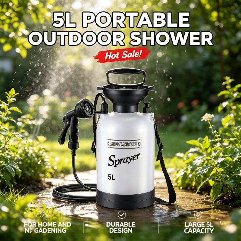 Outdoor Camping Bathroom - 5L 휴대용 캠핑 샤워 수동 압력