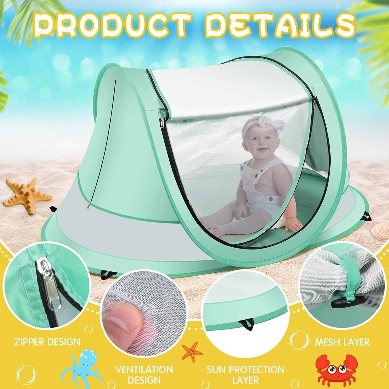 유아용 해변 텐트, 야외 아기 그늘막, 자외선 차단 접 - Outdoor Camping Automatic Quick Opening Tent 리뷰 및 가격