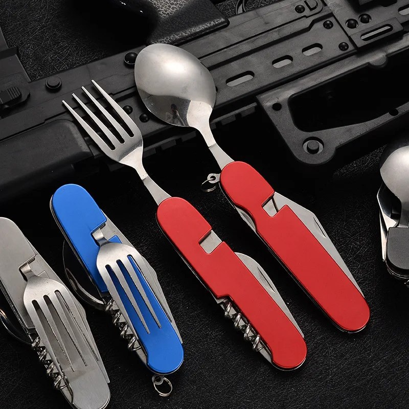 4 in 1 접이식 식기 분리형 캠핑 용품 스테인레스  - Outdoor Camping Essentials 리뷰 및 가격