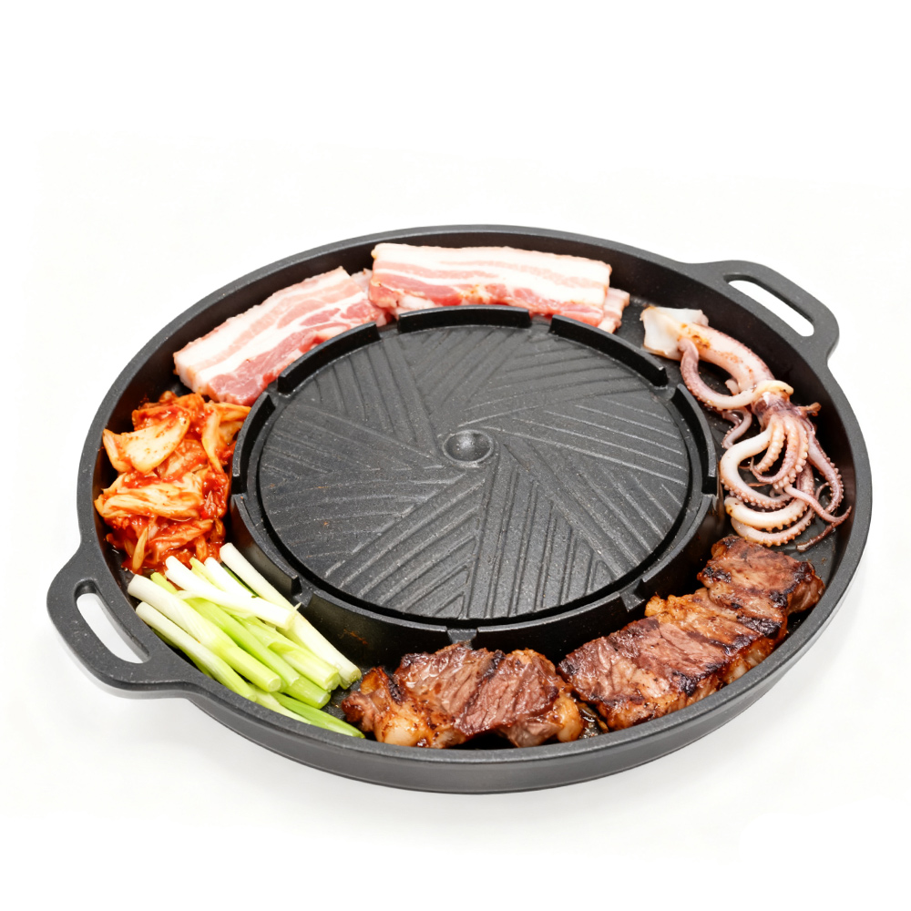 코선 한국식 바베큐 그릴 팬 2 in 1 원형 바베큐  - Outdoor Camping Food 리뷰 및 가격