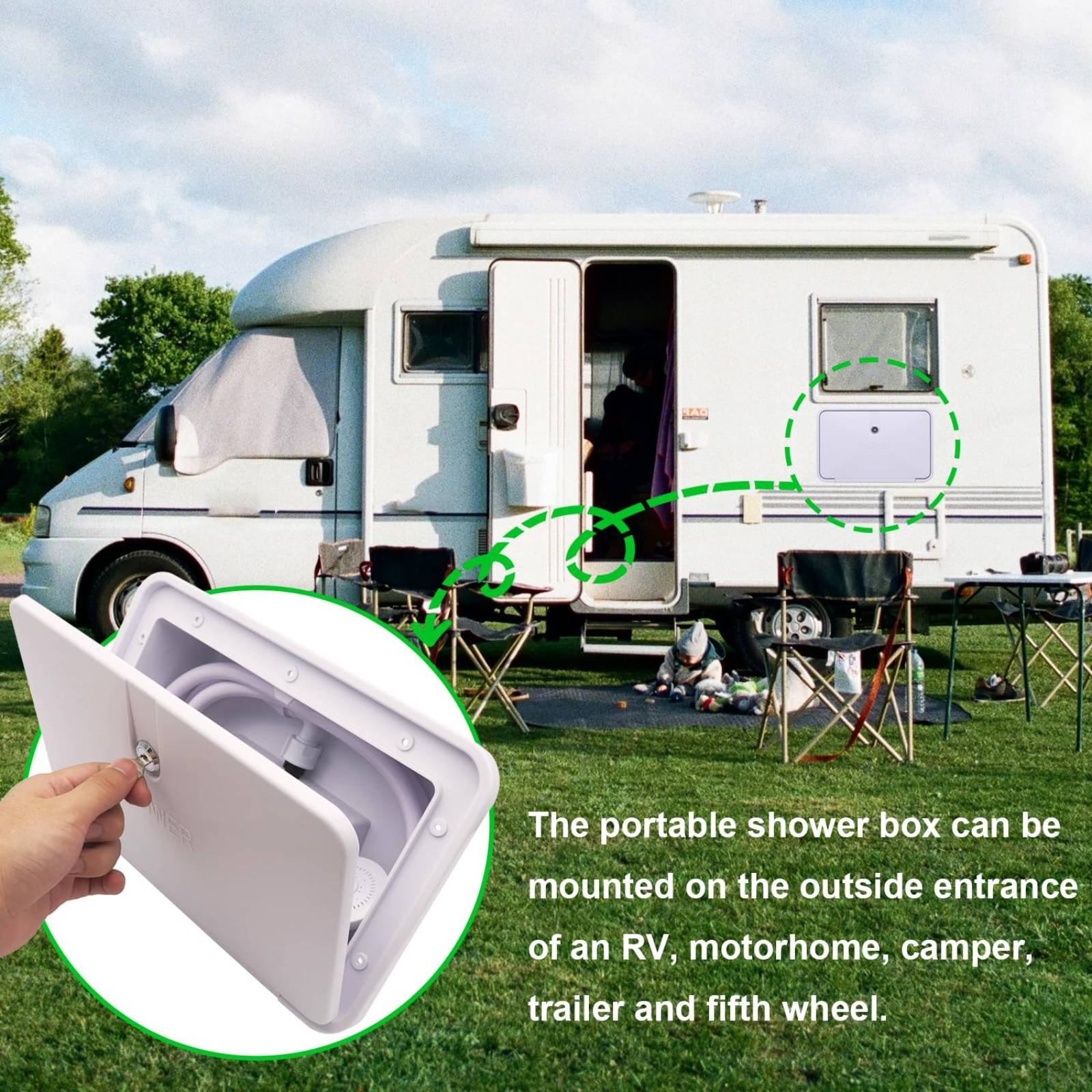 RV 외부 샤워 박스 소형 RV 야외 샤워 키트 캠핑  - Outdoor Camping Gear 리뷰 및 가격