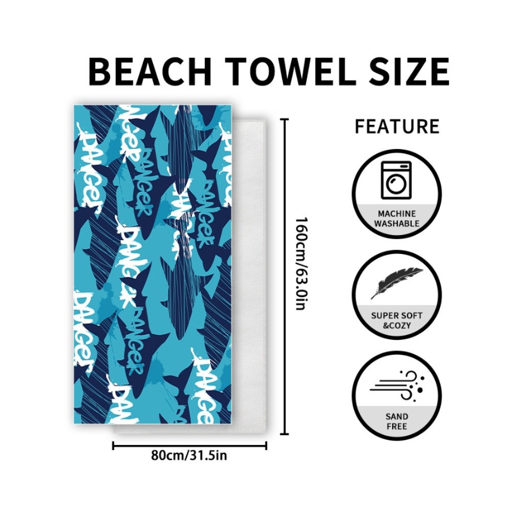 피쉬 테일 프린트 비치 타월 및 보관 가방 31x63인 - Outdoor Camping Blanket 리뷰 및 가격