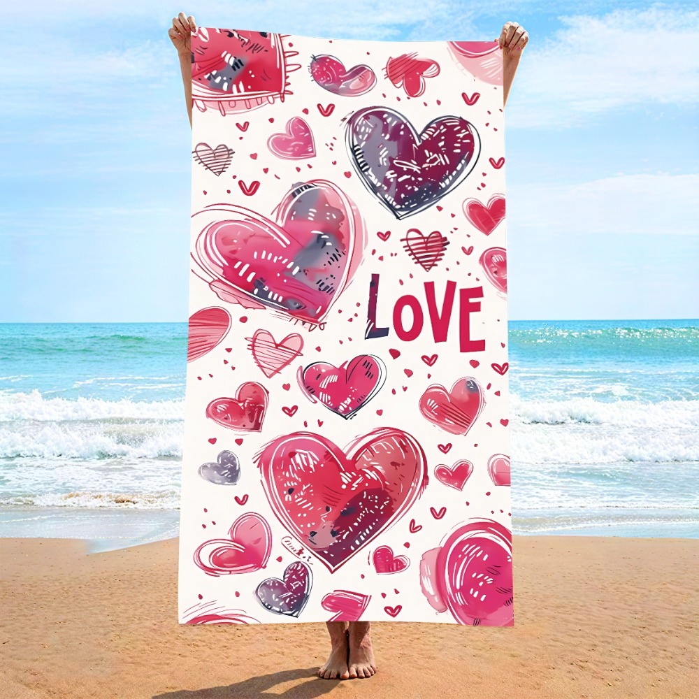 하트 심볼 목욕 타월 27x55인치 비치 타월 마이크로 - Outdoor Camping Blanket 리뷰 및 가격